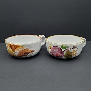 Italian Soup Mugs Made in Italy Floral Fruit Large Mugs Cappuccino Cups